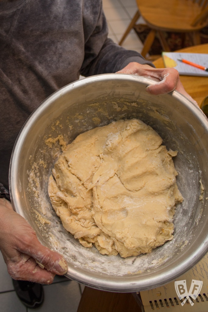 Cookie dough in a bowl.